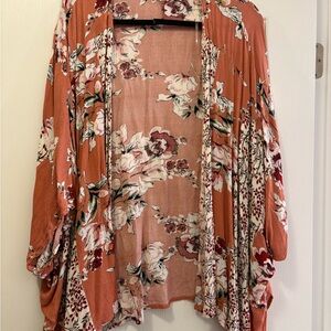 Umgee Pink Floral Open Front Top